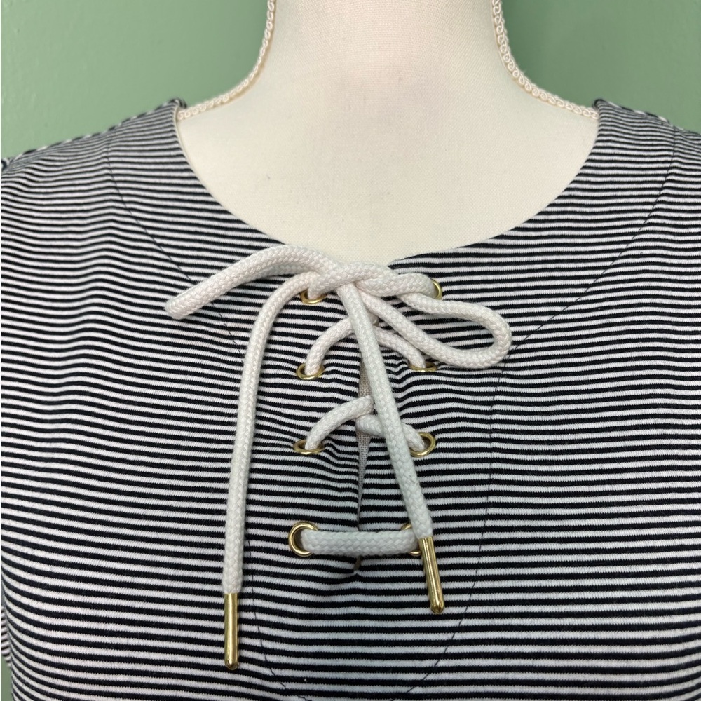 Striped Lace-Up Casual Dress - Picture 3 of 7
